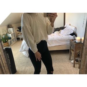Puff sleeve mock neck sweater